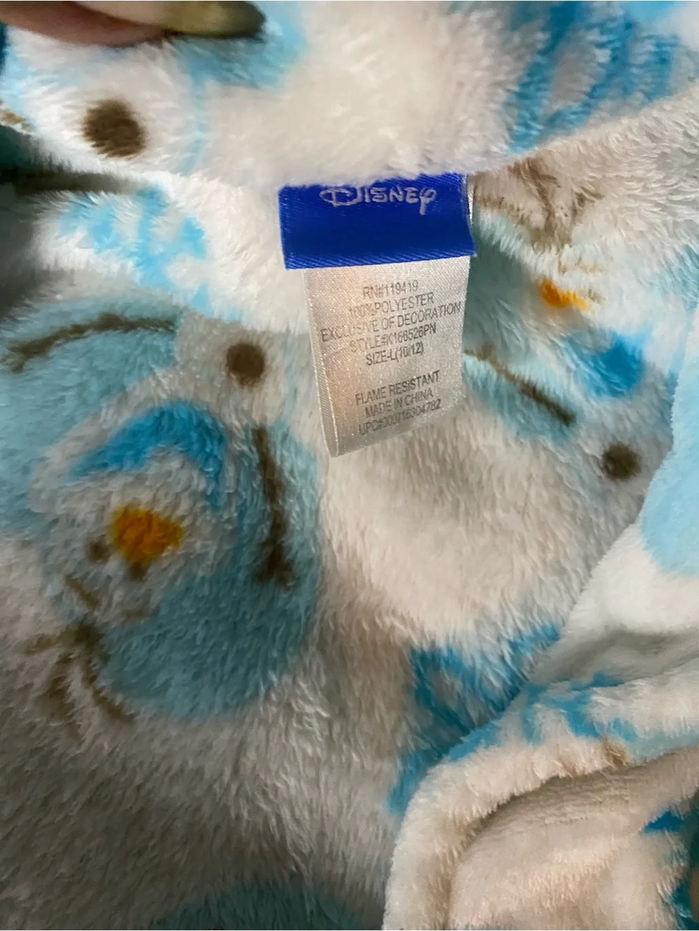 Disney Olaf Plush Fleece Robe - Blue, White & Brown Snowflake Motif